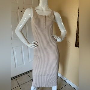 Mono B Beige maxi bodycon dress